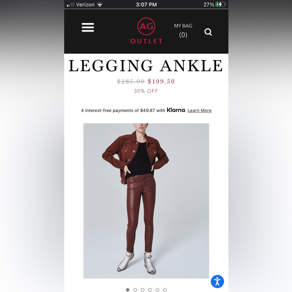 AG jeans burgundy leather skinny pants